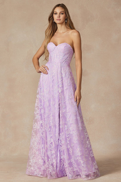 ROVET Butterfly Glitter Embroidered Corset Top Long Prom Dress JT2403
