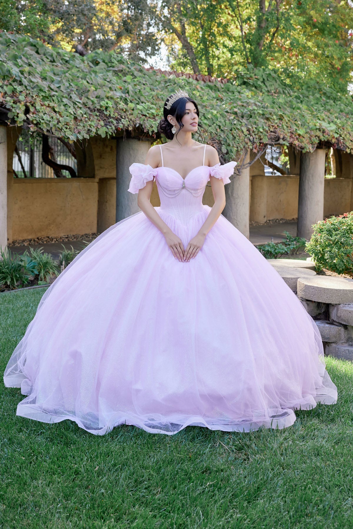 ROVET Embellished Lace Applique Tulle Ball Gown Quinceañera Princess JTJT1487H