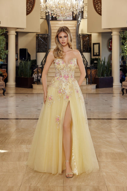 ROVET Elegant Beaded Embellished A-Line Long Formal Prom Evening Gown NXQ1773
