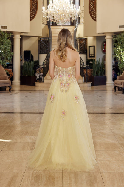 ROVET Elegant Beaded Embellished A-Line Long Formal Prom Evening Gown NXQ1773