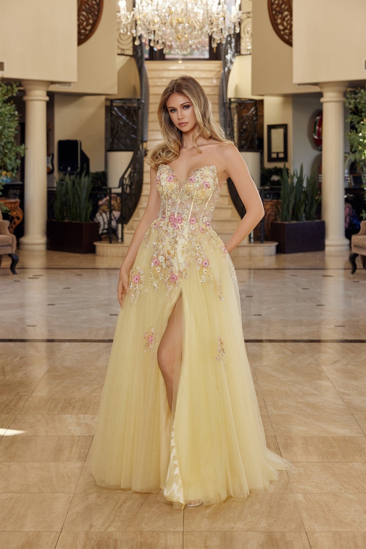 ROVET Elegant Beaded Embellished A-Line Long Formal Prom Evening Gown NXQ1773