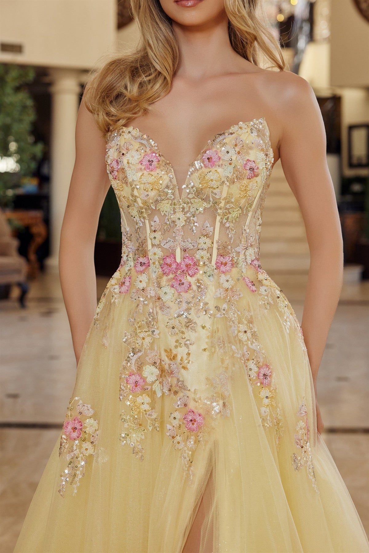 ROVET Elegant Beaded Embellished A-Line Long Formal Prom Evening Gown NXQ1773
