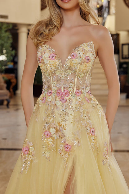 ROVET Elegant Beaded Embellished A-Line Long Formal Prom Evening Gown NXQ1773