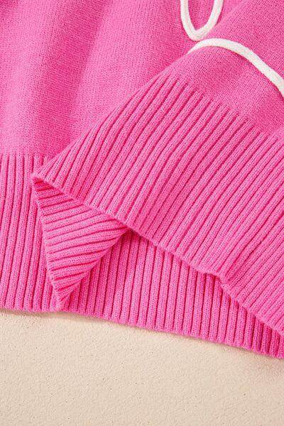ROVET Bow Round Neck Dropped Shoulder Sweater for Women