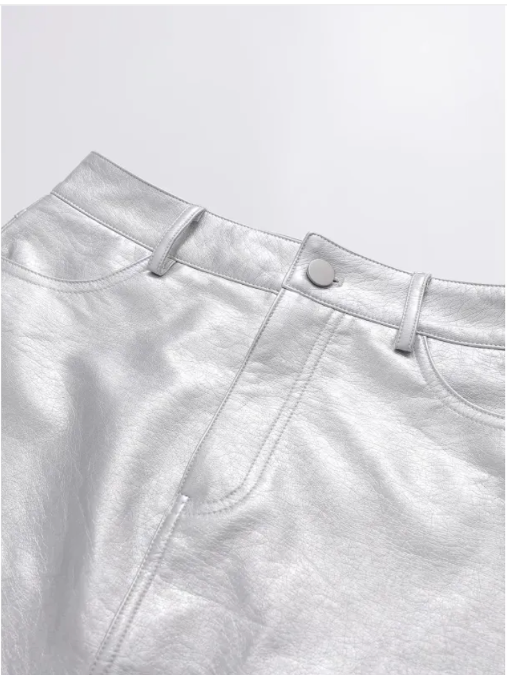 ROVET High-Waist Slim PU Skirt