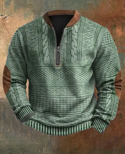 ROVET Men's Digital Print Half-Zip Sweater