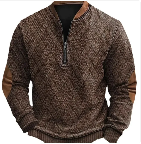 ROVET Men's Digital Print Half-Zip Sweater