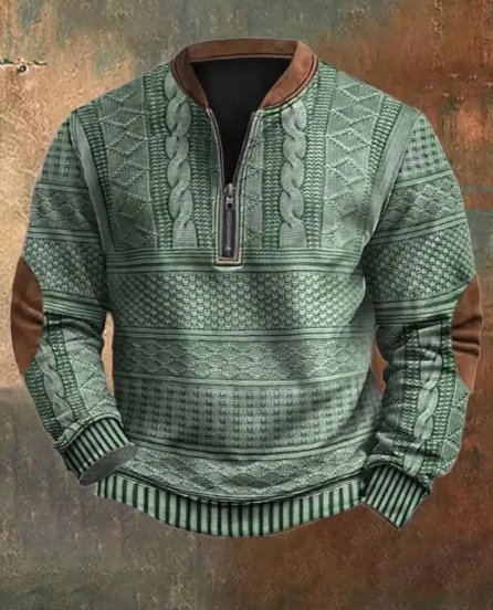 ROVET Men's Digital Print Half-Zip Sweater