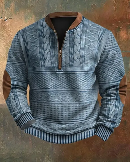 ROVET Men's Digital Print Half-Zip Sweater