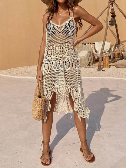 ROVET Openwork Scoop Neck Spaghetti Strap Cover-Up Dress