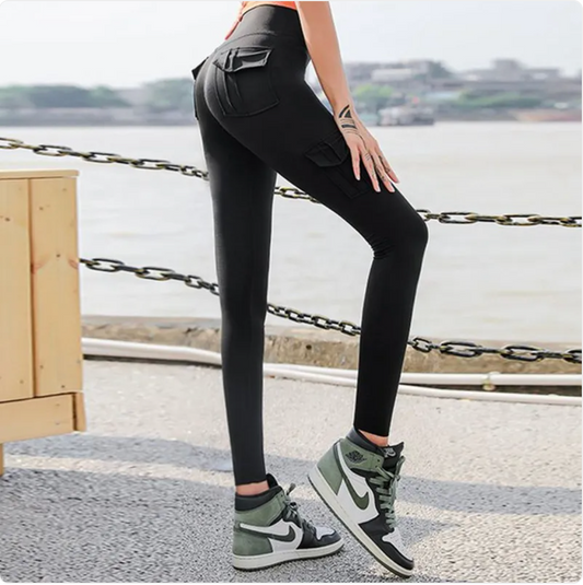 ROVET High Waist Pocketed Scrunch Leggings for Workout & Yoga