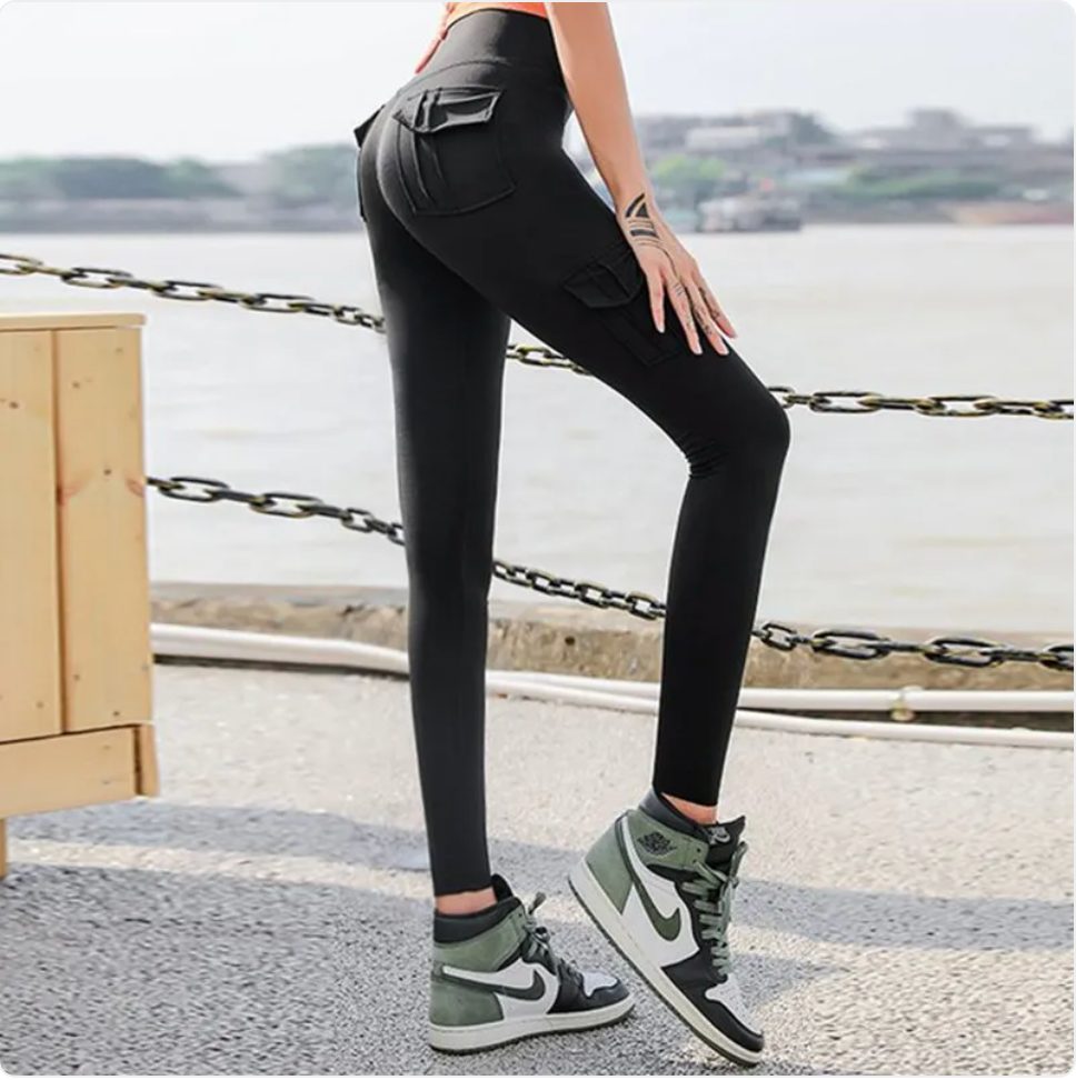 ROVET High Waist Pocketed Scrunch Leggings for Workout & Yoga
