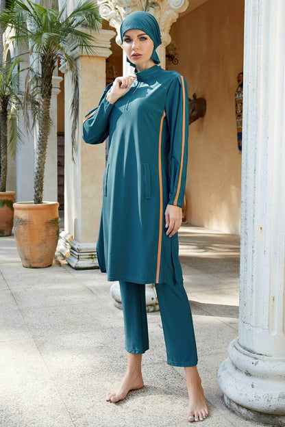 ROVET Cap, Quarter Zip Top and Pants Swim Set