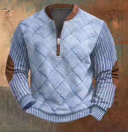ROVET Men's Digital Print Half-Zip Sweater