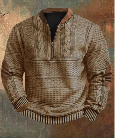 ROVET Men's Digital Print Half-Zip Sweater