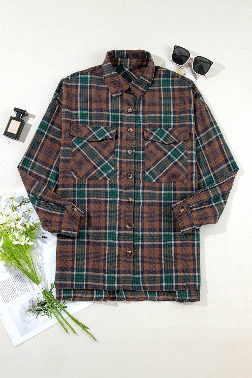 ROVET Plaid Button Up Long Sleeve Jacket for Women Stylish Fit