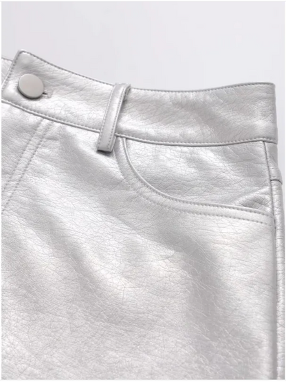 ROVET High-Waist Slim PU Skirt