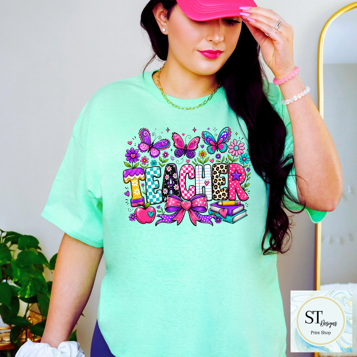 ROVET Colorful Butterfly Teacher Crewneck Sweatshirt | Cute Butterfly Floral Teacher Sweatshirt | Teacher Appreciation Gift | Back to School | Unisex S-5XL