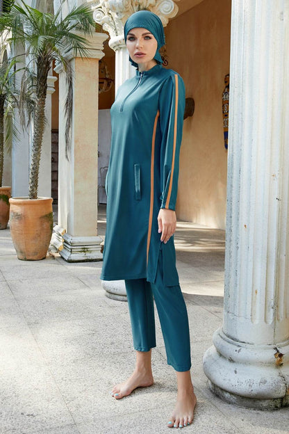 ROVET Cap, Quarter Zip Top and Pants Swim Set