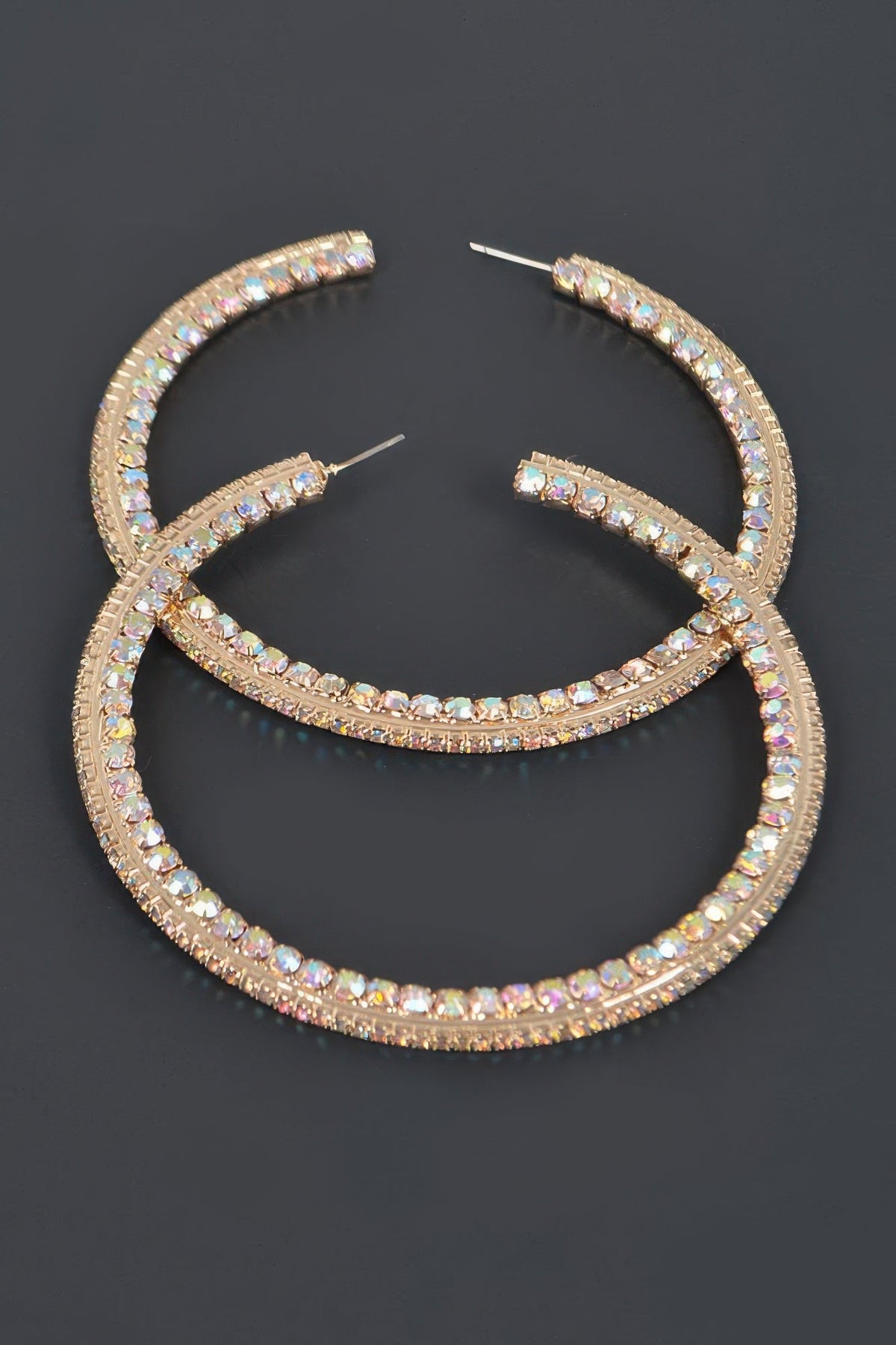 ROVET 80mm Rhinestone Hoop Earring