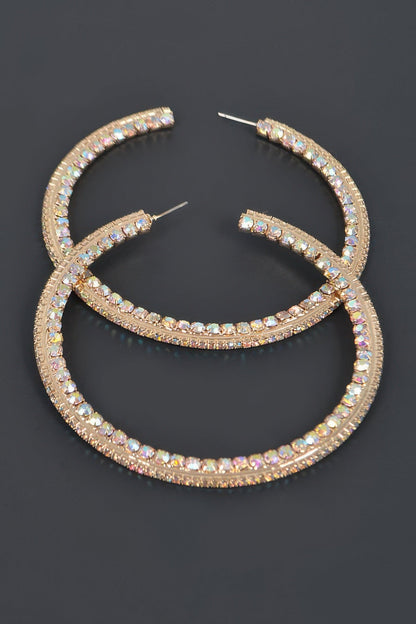 ROVET 80mm Rhinestone Hoop Earring