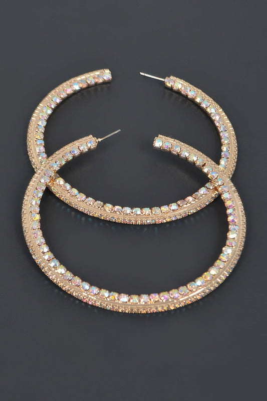 ROVET 80mm Rhinestone Hoop Earring