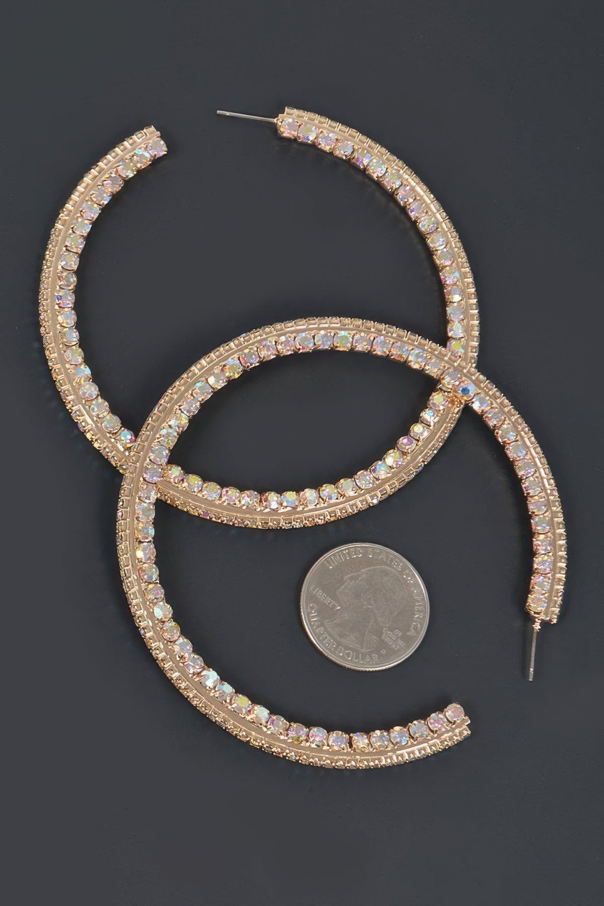 ROVET 80mm Rhinestone Hoop Earring