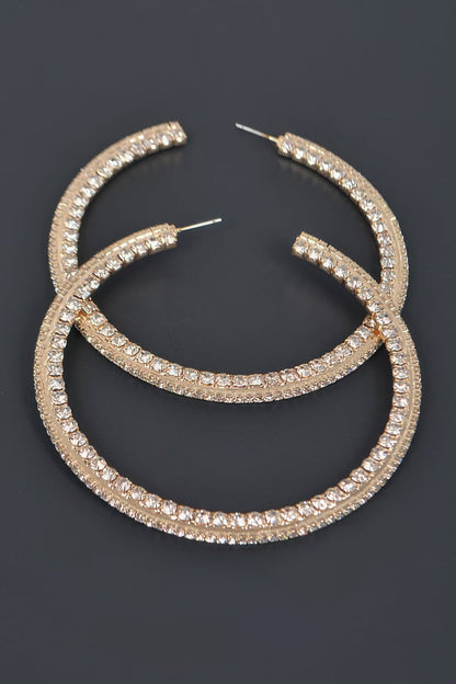 ROVET 80mm Rhinestone Hoop Earring