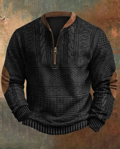 ROVET Men's Digital Print Half-Zip Sweater