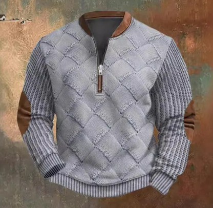 ROVET Men's Digital Print Half-Zip Sweater