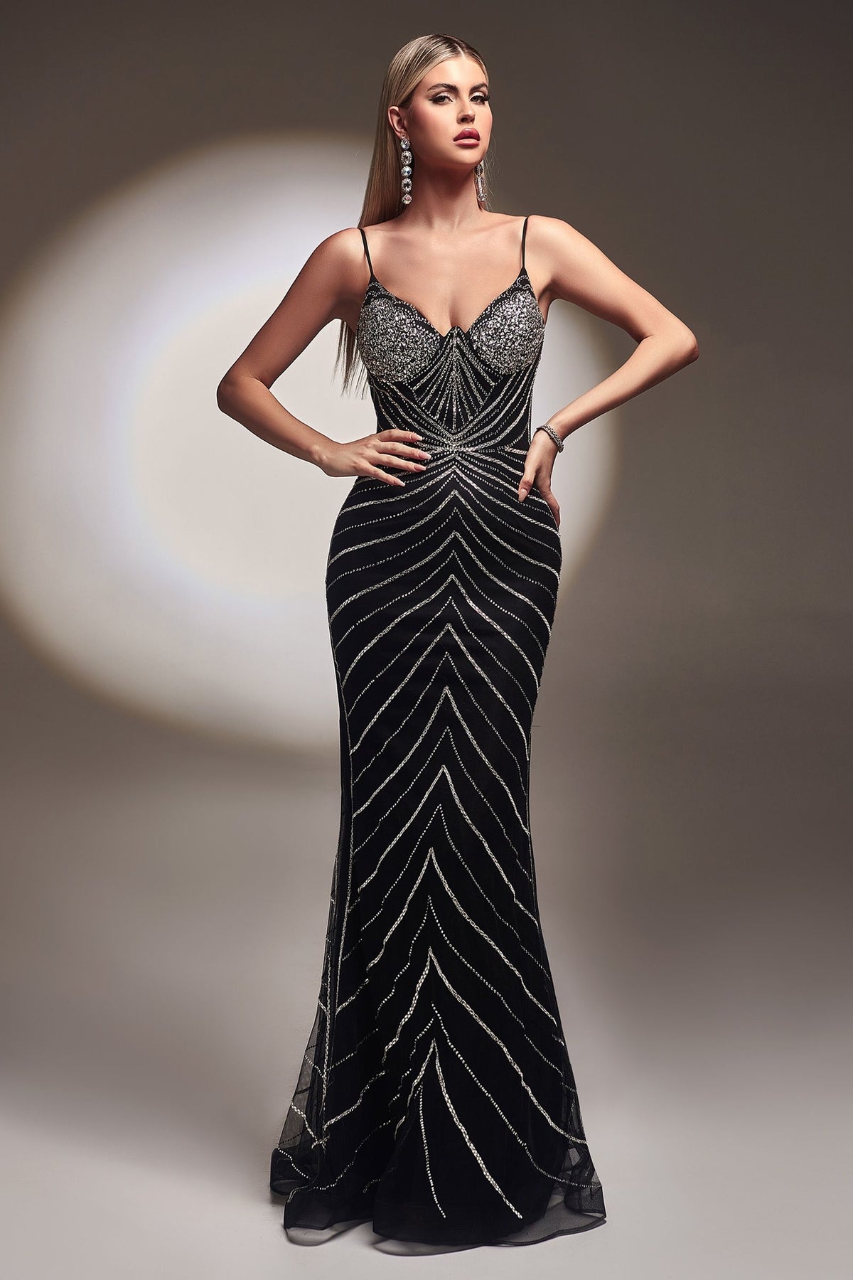 ROVET FITTED GLITTER PRINT GOWN CDCR866