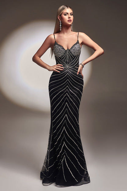 ROVET FITTED GLITTER PRINT GOWN CDCR866