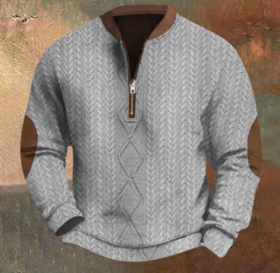 ROVET Men's Digital Print Half-Zip Sweater