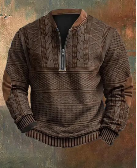 ROVET Men's Digital Print Half-Zip Sweater