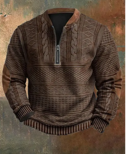 ROVET Men's Digital Print Half-Zip Sweater