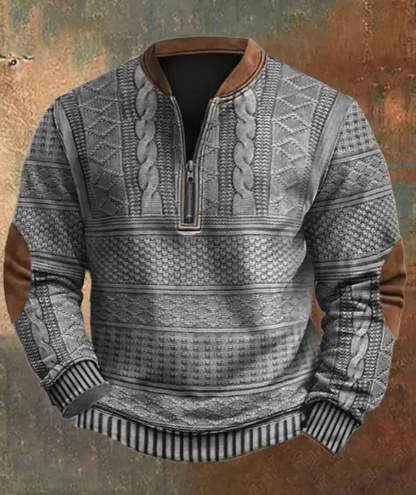 ROVET Men's Digital Print Half-Zip Sweater