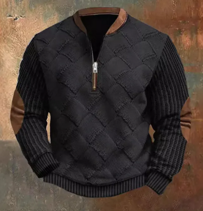 ROVET Men's Digital Print Half-Zip Sweater