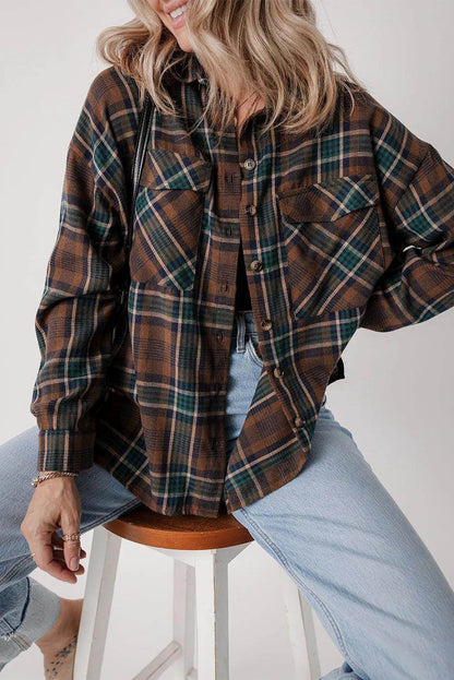 ROVET Plaid Button Up Long Sleeve Jacket for Women Stylish Fit