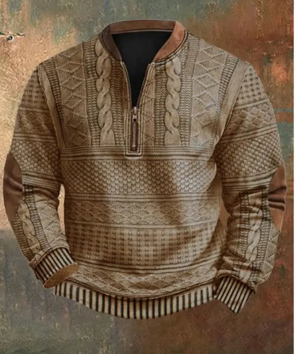 ROVET Men's Digital Print Half-Zip Sweater