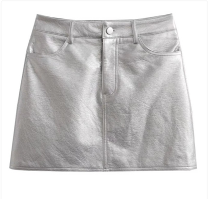 ROVET High-Waist Slim PU Skirt