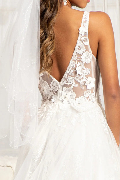 ROVET 3 d flower embroidered mesh a line dress w rhinestone and jewel embellished GLGL3012