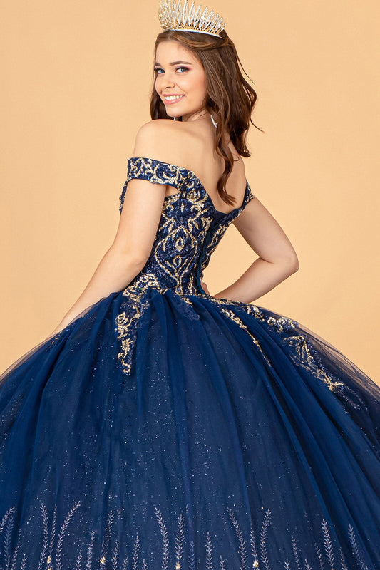 ROVET Glitter Mesh w/ Sequin and Beads Long Quinceanera Dress GLGL3079